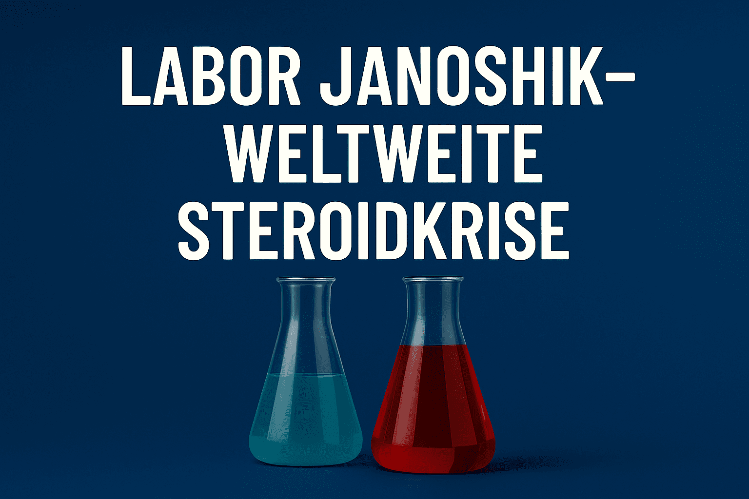 Labor Janoshik – weltweite Steroidkrise Analyse, rote und blaue Laborflaschen